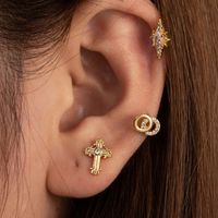 1 Piece Ear Cartilage Rings & Studs Simple Style Classic Style Crown Dragonfly Butterfly 316 Stainless Steel  Copper Plating Inlay Zircon main image 8