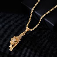 Wholesale Hip-Hop Retro Leopard 304 Stainless Steel Copper Plating Inlay Zircon Pendant Necklace main image 4