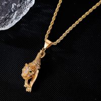 Wholesale Hip-Hop Retro Leopard 304 Stainless Steel Copper Plating Inlay Zircon Pendant Necklace main image 3