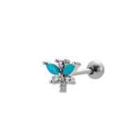 1 Piece Ear Cartilage Rings & Studs Simple Style Classic Style Crown Dragonfly Butterfly 316 Stainless Steel  Copper Plating Inlay Zircon sku image 5
