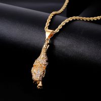 Wholesale Hip-Hop Retro Leopard 304 Stainless Steel Copper Plating Inlay Zircon Pendant Necklace main image 5