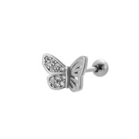 1 Piece Ear Cartilage Rings & Studs Simple Style Classic Style Crown Dragonfly Butterfly 316 Stainless Steel  Copper Plating Inlay Zircon sku image 4