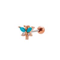 1 Piece Ear Cartilage Rings & Studs Simple Style Classic Style Crown Dragonfly Butterfly 316 Stainless Steel  Copper Plating Inlay Zircon sku image 16