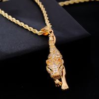 Wholesale Hip-Hop Retro Leopard 304 Stainless Steel Copper Plating Inlay Zircon Pendant Necklace main image 1