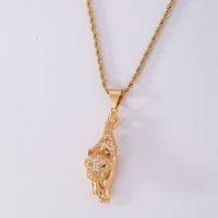 Wholesale Hip-Hop Retro Leopard 304 Stainless Steel Copper Plating Inlay Zircon Pendant Necklace main image 2
