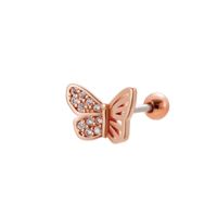 1 Piece Ear Cartilage Rings & Studs Simple Style Classic Style Crown Dragonfly Butterfly 316 Stainless Steel  Copper Plating Inlay Zircon sku image 13