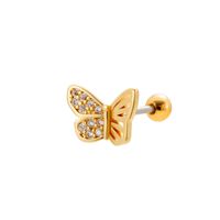 1 Piece Ear Cartilage Rings & Studs Simple Style Classic Style Crown Dragonfly Butterfly 316 Stainless Steel  Copper Plating Inlay Zircon sku image 9