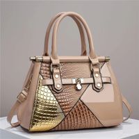 Women's Pu Leather Color Block Vintage Style Square Zipper Handbag main image 5