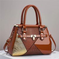 Women's Pu Leather Color Block Vintage Style Square Zipper Handbag main image 3
