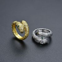 Cool Style Snake Copper Inlay Zircon Rings main image 7