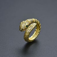 Cool Style Snake Copper Inlay Zircon Rings main image 4