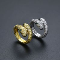 Cool Style Snake Copper Inlay Zircon Rings main image 6