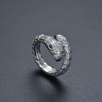 Cool Style Snake Copper Inlay Zircon Rings sku image 1
