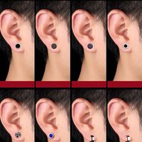 1 Piece Simple Style Round Enamel Plating Titanium Steel Ear Studs main image 3