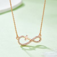 Elegant Simple Style Cross Infinity Sterling Silver Plating Inlay Moissanite Rose Gold Plated Gold Plated Silver Plated Necklace main image 8