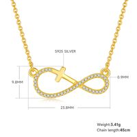 Elegant Simple Style Cross Infinity Sterling Silver Plating Inlay Moissanite Rose Gold Plated Gold Plated Silver Plated Necklace sku image 2