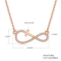 Elegant Simple Style Cross Infinity Sterling Silver Plating Inlay Moissanite Rose Gold Plated Gold Plated Silver Plated Necklace sku image 1