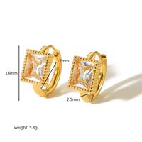 1 Pair Simple Style Quadrilateral Oval Heart Shape Polishing Plating 304 Stainless Steel Zircon Huggie Earrings main image 4