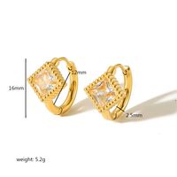 1 Pair Simple Style Quadrilateral Oval Heart Shape Polishing Plating 304 Stainless Steel Zircon Huggie Earrings main image 5