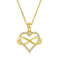 Elegant Infinity Heart Shape Sterling Silver Moissanite Rose Gold Plated Silver Plated Pendant Necklace main image 8