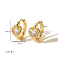 1 Pair Simple Style Quadrilateral Oval Heart Shape Polishing Plating 304 Stainless Steel Zircon Huggie Earrings main image 2