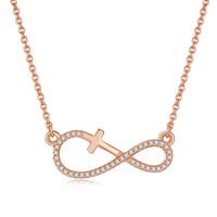 Elegant Simple Style Cross Infinity Sterling Silver Plating Inlay Moissanite Rose Gold Plated Gold Plated Silver Plated Necklace main image 5