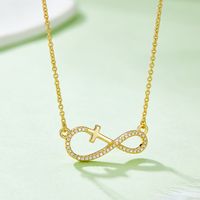 Elegant Simple Style Cross Infinity Sterling Silver Plating Inlay Moissanite Rose Gold Plated Gold Plated Silver Plated Necklace main image 7