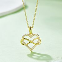 Elegant Infinity Heart Shape Sterling Silver Moissanite Rose Gold Plated Silver Plated Pendant Necklace main image 4
