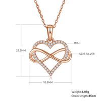 Elegant Infinity Heart Shape Sterling Silver Moissanite Rose Gold Plated Silver Plated Pendant Necklace sku image 1