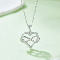 Elegant Infinity Heart Shape Sterling Silver Moissanite Rose Gold Plated Silver Plated Pendant Necklace main image 5