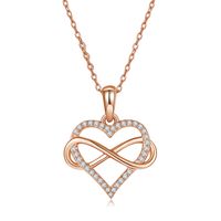 Elegant Infinity Heart Shape Sterling Silver Moissanite Rose Gold Plated Silver Plated Pendant Necklace main image 7
