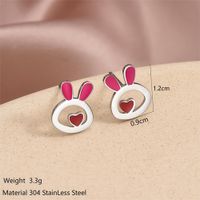 1 Pair Cute Sweet Rabbit Star Fish Bone Epoxy Inlay 304 Stainless Steel Artificial Pearls Zircon Ear Studs main image 2