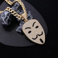 Hip-Hop Mask Zinc Alloy Enamel Plating Inlay Rhinestones Men's Pendant Necklace main image 5