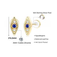 1 Pair Simple Style Shiny Hexagram Devil's Eye Snake Plating Inlay Copper Zircon 14k Gold Plated Ear Studs main image 4