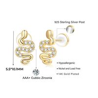 1 Pair Simple Style Shiny Hexagram Devil's Eye Snake Plating Inlay Copper Zircon 14k Gold Plated Ear Studs main image 2
