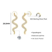 1 Pair Simple Style Shiny Hexagram Devil's Eye Snake Plating Inlay Copper Zircon 14k Gold Plated Ear Studs main image 5
