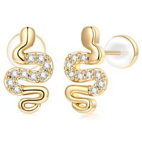1 Pair Simple Style Shiny Hexagram Devil's Eye Snake Plating Inlay Copper Zircon 14k Gold Plated Ear Studs sku image 1