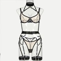 Women's Lady Sexy Solid Color Sexy Lingerie Sets Indoor Home Honeymoon Wireless Bra Mid Waist Sexy Lingerie main image 5