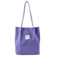 Women's Fashion Solid Color Corduroy Shopping Bags sku image 15