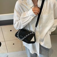 Women's Pu Leather Solid Color Streetwear Sewing Thread Chain Zipper Crossbody Bag main image 2