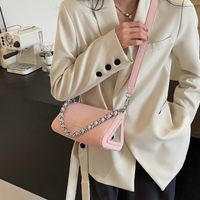 Women's Pu Leather Solid Color Streetwear Sewing Thread Chain Zipper Crossbody Bag main image 4