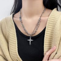 IG Style Shiny Cross Star Alloy Titanium Steel Plating Inlay Zircon Unisex Pendant Necklace sku image 4