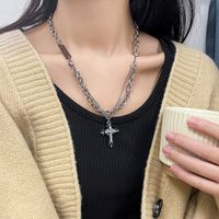 IG Style Shiny Cross Star Alloy Titanium Steel Plating Inlay Zircon Unisex Pendant Necklace main image 2
