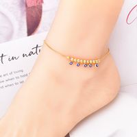 Casual Simple Style Devil's Eye Titanium Steel Beaded Enamel Women's Anklet sku image 1