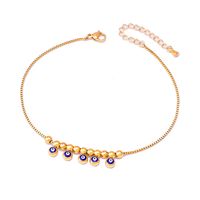 Casual Simple Style Devil's Eye Titanium Steel Beaded Enamel Women's Anklet main image 3