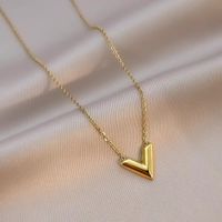 Basic Classic Style Letter Titanium Steel Plating Gold Plated Pendant Necklace main image 3