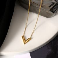 Basic Classic Style Letter Titanium Steel Plating Gold Plated Pendant Necklace main image 5