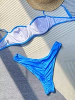 امرأة اللون الصامد 2 قطعة مجموعة البيكينيات ملابس السباحة main image 4