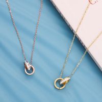 Casual Simple Style Circle Titanium Steel Plating Inlay Zircon Necklace main image 1