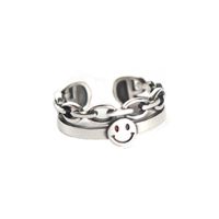 South Korea Dongdaemun Retro Smiley Face Double Ring S925 Sterling Silver Personalized Index Finger Ring main image 6